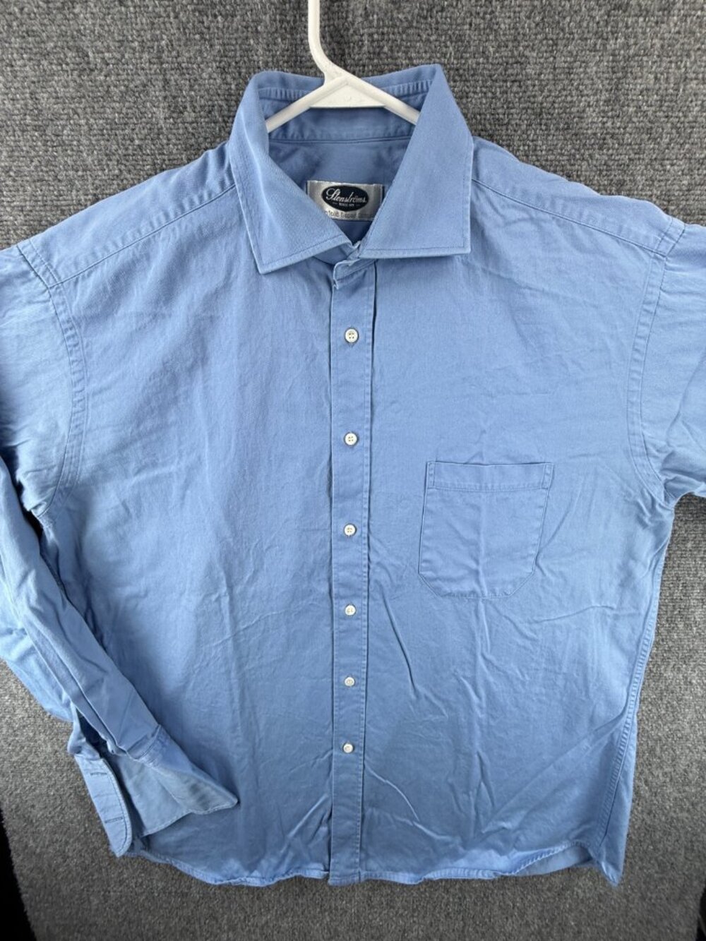 Stenstroms Twill Twofold Super Cotton 43 Blue Shirt Button Up Mens Long Sleeve